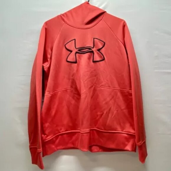 Under Armour Scuba Neck Hoodie Women's XL Salmon/Red Cold Gear UA Logo w/Pockets - Picture 11 of 11